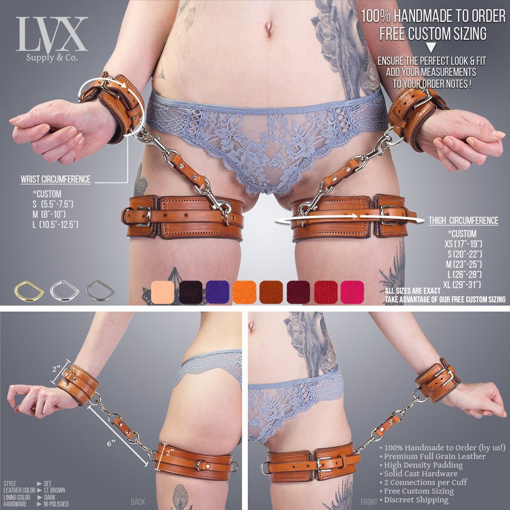 BDSM Thigh Harness and Cuffs | Padded Vegan Bondage by LVX Supply