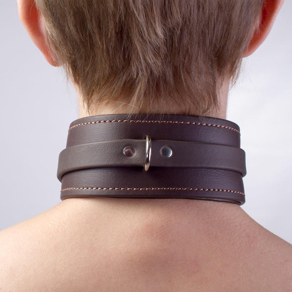 Fox BDSM Luxury bondage Padded Brown Leather Collar and Leash – VP